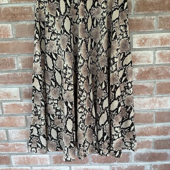 Lulu’s Chic Beige Snakeskin Print Midi Button Up Shirt Dress Small - Picture 10 of 11